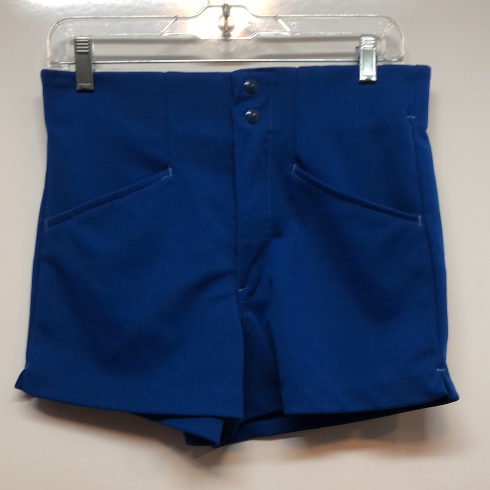 Vintage 80s Swingster Blue High-Waisted Shorts Men's M 30-32 polyester knit EUC